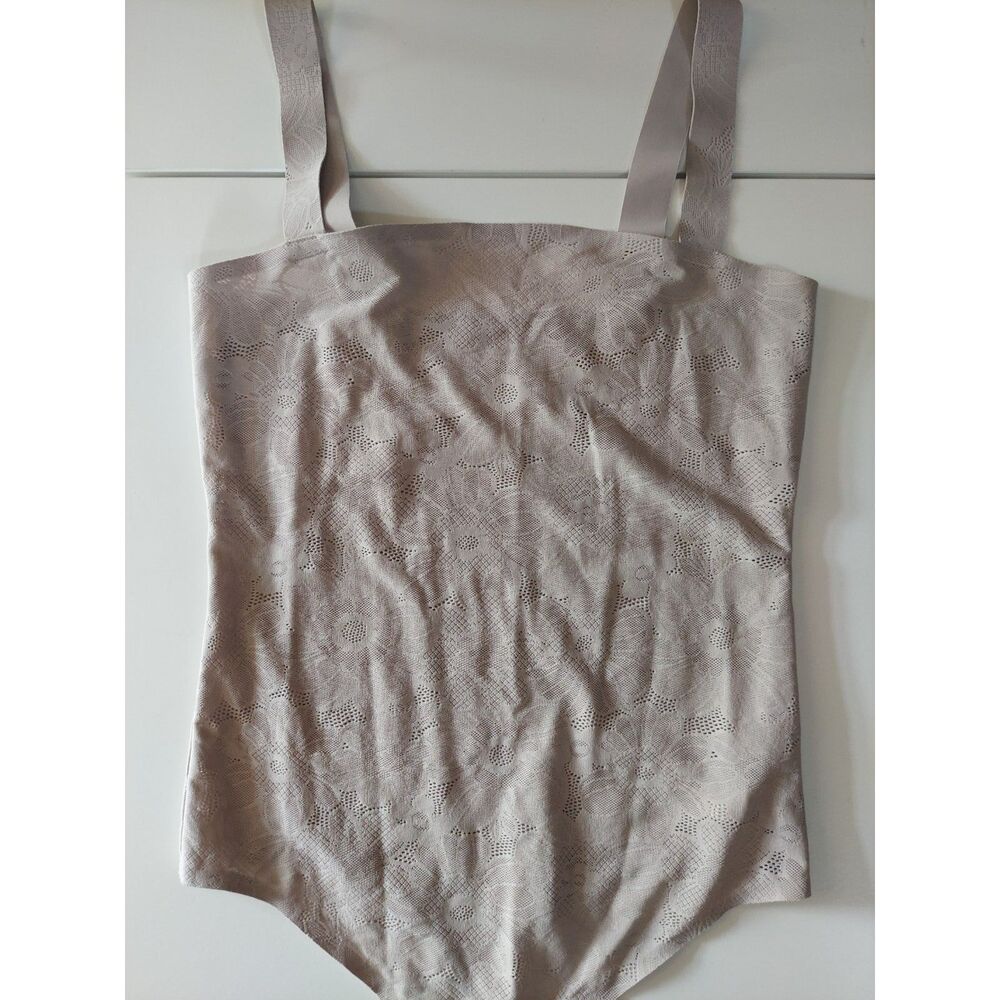 Aerie Smoothez Lace Bodysuit Seamless Wide Straps Stone Colored